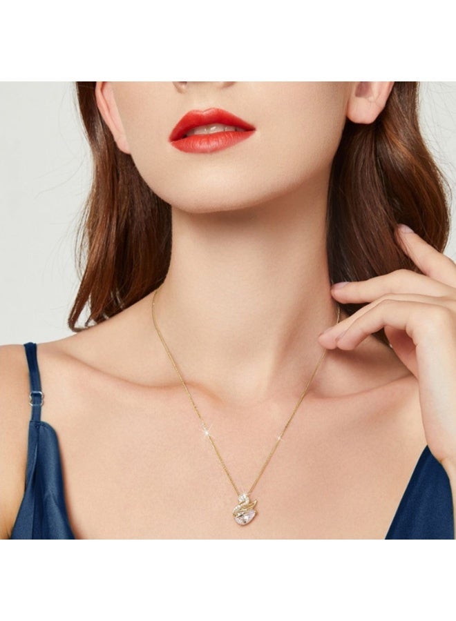 عقد بطراز البجعة الأنيق مطلي بالذهب من الفولاذ التيتانيوم مع الكريستال، عقد نسائي، هدية عيد ميلاد أو عيد الحب، مناسب للنساء والفتيات - Image 2